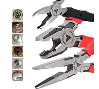 VAMPLIERS 3-PC Screw Extractor Pliers Set Made in Japan: 8" Linesman, 7.5" Long Nose, and 5" Mini Screw Remover Plier. High Carbon Steel Stripped Screw Removal Tools