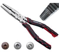 VAMPLIERS CAIMAN 7.5" Stripped Screw Extractor Needle Nose Pliers. Made in Japan. Multipurpose Long Nose Screw Removal Plier with Wire Cutter & Crimper