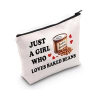 VAMSII Baked Bean Lover Gift Who Loves Baked Beans Makeup Bag Baked Bean G-irl Cosmetic Bag Baked Bean Design Gift, Beige, Portable