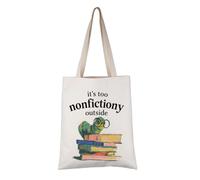 VAMSII Book Lover Reader Gift Too Nonfictiony Outside Tote Bag Bookworm Design Handbag Librarian Book Club Gift, Too Nonfictiony Outside T