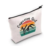 VAMSII Brazilian Martial Arts Lover Gift Capoeira G-irl Makeup Bag Capoeira Design Cosmetic Bag Dance Fighter Gift, Beige