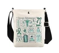 VAMSII Cervical Cancer Awareness Warrior Gifts for Women Teal Ribbon Awareness Crossbody Bag Ovarian Cancer Survivor Gift, Uscervicalcrossg