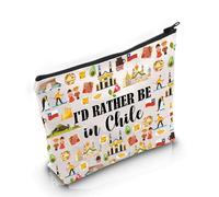 VAMSII Chile Lover Gift I’d Rather Be In Chile Makeup Bag Chile Themed Cosmetic Bag Chile Culture Lover Gift Chile Vacation Trip Gift, Rather Be In Chile M, Portable
