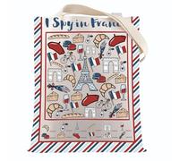 VAMSII France Souvenir Gift France Travel Tote Bag French Theme Paris Landmarks Theme Gift for Women, Usfrancetote, Modern