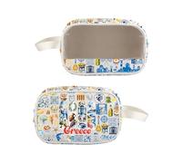 VAMSII Greek Souvenir Gift Greece Travel Toiletry Cosmetic Bag Greek Island Gift Greece Lover Gift Greek Tourist Makeup Bag, USGreeceToiletry, Modern