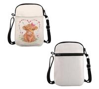 VAMSII Highland Cows Lover Gift Highland Cow Design Crossbody Bag High-land Cows G-irl Travel Bag Farm Life Gift, Highland Cow Design C