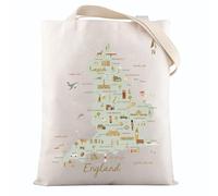 VAMSII London Souvenirs Gifts England Travel Map Tote Bag England Lover Vacation Gift London City Sky-line Gift, Usenglandtote, Modern