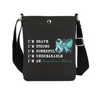 VAMSII Ovarian Cancer Awareness Gifts Teal Ribbon Survivor Warrior Crossbody Bag Ovarian Cancer Awareness Month Gifts, Usovariancross