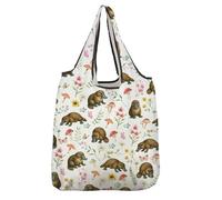 VAMSII Platypus Lover Gift Floral Platypus Design Folding Reusable Grocery Bag Platypus Fan Shopping Bag Platypus Merch (Platypus Design S)