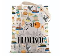 VAMSII San Francisco Souvenir San Francisco Trip Tote Bag San Francisco Landmarks Gifts California State Map Gift, Ussanfranciscotote