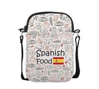 VAMSII Span Souvenir Gift Spain Food Lover Crossbody Bag Spain Trip Theme Gift Spanish Cuisine Bag, Usspanishcrossbody