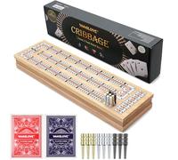 Vamslove Magnetic Cribbage Board 15'' Wooden Folding 3 Track Game Set, w/Instruction, Storage Slots for 2 Playing Cards/Pegs, Card Games for Travel Family Night