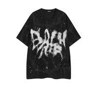 Vamtac Graphic Tees for Men Y2K Oversized T Shirts Vintage Graffiti Short Sleeve Streetwear Tops, Black, Medium