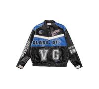 Vamtac Leather Jacket Varsity Jackets Unisex Vintage Racer Oversized Baseball Bomber Jacket Biker Coats, A1-black, S
