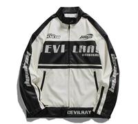 Vamtac Men's Varsity Jacket Vintage Letter Racer Jacket Oversized Baseball Bomber Jackets Unisex Streetwear Coats, A5-white, M