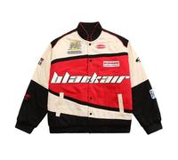 Vamtac Men's Varsity Jacket Vintage Letter Racer Oversized Baseball Bomber Unisex Streetwear Coats, Red, L