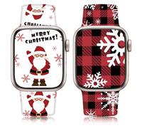 Vamyzji 2 Christmas Strap Compatible with Apple Watch Straps 49mm 46mm 45mm 44mm, Christmas Soft Silicone Band for Apple Watch Series 11 10 9 8 7 6 5 4 SE Ultra 3 2 1, Cute Xmas Gifts for Women Men