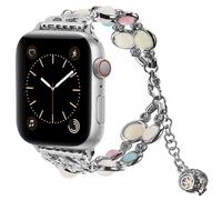 Vamyzji Compatible Apple Watch Straps 49mm 46mm 45mm 44mm 42mm(Series 3 2 1), For Apple Watch Series 11 10 9 8 7 SE 6 5 4 3,Ultra 3 2 1, Elegant Designer Luminous Beads Women Ladies Bracelet Silver