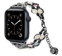 Vamyzji Compatible Apple Watch Straps 49mm 46mm 45mm 44mm 42mm(Series 3 2 1), For Apple Watch Series 11 10 9 8 7 SE 6 5 4 3,Ultra 3 2 1, Elegant Designer Luminous Beads Women Ladies Bracelet (Black)