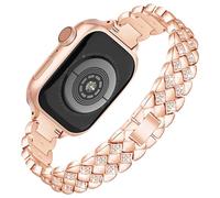 Vamyzji Compatible with Apple Watch 42mm(Series 11/10) 41mm 40mm 38mm, Slim Metal Strap for Apple Watch Series 11 10 9 8 7 6 5 4 3 2 1 SE, Bling Luxury Designer iWatch Bracelet for Women Rose Gold
