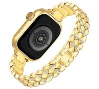 Vamyzji Compatible with Apple Watch 42mm(Series 11/10) 41mm 40mm 38mm, Slim Metal Strap for Apple Watch Series 11 10 9 8 7 6 5 4 3 2 1 SE, Bling Luxury Designer Gold iWatch Bracelet for Women Ladies