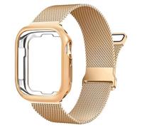 Vamyzji Compatible with Silver Apple Watch Series 11 Series 10 Strap with 42mm Soft Case, Elegant Women Men Magnetic Milanese Mesh Metal Strap with Case for Apple Watch Series 11 10 42mm, Rose Gold