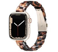 Vamyzji Slim Resin Strap for Apple Watch Series 10/9/8/7/SE, Light Waterproof Cute Elegant Women Ladies Strap with Starlight Clasp for iWatch Series 6/5/4/3/2/1(Tortoise Stone, 42mm/41mm/40mm/38mm)
