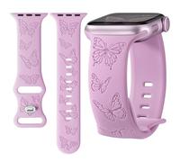 Vamyzji Soft Silicone Sport Strap for Apple Watch 38mm 40mm 41mm 42mm 44mm 45mm 46mm 49mm, Comfortable Butterfly Engraved Sport iWatch Strap for iWatch Series 11 10 9 8 7 6 5 4 SE Ultra 3 2 1