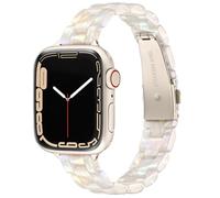 Vamyzji Thin Resin Strap for Apple Watch Series 11 10 9 8 7 SE, Light Waterproof Elegant Women Ladies Strap with Stainless Steel Clasp for iWatch Series 6 5 4 3 2 1(Aurora White,42mm/41mm/40mm/38mm)