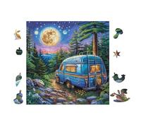 Van Camping 100 Piece Jigsaw Puzzle Pack Teens Beginners Cognitive Development Puzzle Fans Group Play Anniversary Thick Cardboard 28x28cm