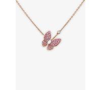 Van Cleef & Arpels Womens Rose and White Gold Two Butterfly Small 18ct Rose- White-gold, 0.15ct Mixed-cut Diamond 0.88ct Brilliant-cut Sapphire Necklace