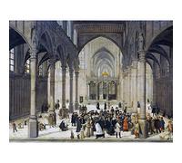 Van Dalem Kirche Interieur Christus preachender Malerei, großer Kunstdruck auf Leinwand, Premium Wandbild