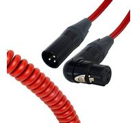 Van Damme Curly Mic Cables. Neutrik Angled Balanced Female to Male XLR. Boom Mic Cable. (Large, Red)