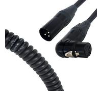 Van Damme Curly Mic Cables. Neutrik Angled Balanced Female to Male XLR. Boom Mic Cable. (Medium, Black)
