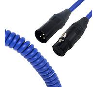 Van Damme Curly Mic Cables. Neutrik Balanced Female to Male XLR. Boom Mic Cable. (Large, Blue)