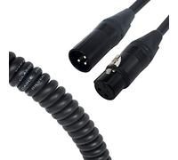 Van Damme Curly Mic Cables. Neutrik Balanced Female to Male XLR. Boom Mic Cable. (Medium, Black)