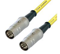 Van Damme Midi Lead. 5 Pin Din PHANTOM POWER Synth, Interface, Foot Switch Cable (5m, Yellow)