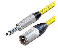 Van Damme Mono Jack to Male XLR lead. Guitar/Mixer/DI Cable. Neutrik NP2X (25cm, Yellow)