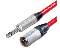 Van Damme Mono Jack to Male XLR lead. Guitar/Mixer/DI Cable. Neutrik NP2X (6m, Red)