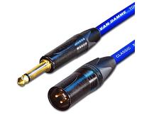 Van Damme & Neutrik 1/4-Inch Mono Jack To Male XLR Guitar To Balanced Input Cable, Blue, 3 m