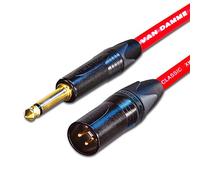 Van Damme & Neutrik 1/4-Inch Mono Jack To Male XLR Guitar To Balanced Input Cable, Red, 15 m