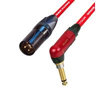 Van Damme SILENT Mono Jack to Male XLR lead. Neutrik Guitar/Di/Mixer Cable (5m, Red)