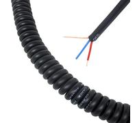Van Damme XKE Curly Mic Lead. Balanced or Stereo. Flexible Shielded Retractable Cable (Large, Black)