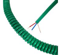 Van Damme XKE Curly Mic Lead. Balanced or Stereo. Flexible Shielded Retractable Cable (Large, Green)