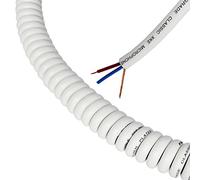 Van Damme XKE Curly Mic Lead. Balanced or Stereo. Flexible Shielded Retractable Cable (Large, White)
