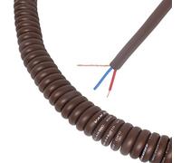 Van Damme XKE Curly Mic Lead. Balanced or Stereo. Flexible Shielded Retractable Cable (Small, Brown)