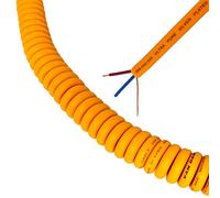 Van Damme XKE Curly Mic Lead. Balanced or Stereo. Flexible Shielded Retractable Cable (Small, Orange)