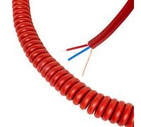 Van Damme XKE Curly Mic Lead. Balanced or Stereo. Flexible Shielded Retractable Cable (Small, Red)