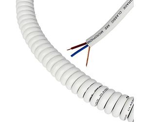 Van Damme XKE Curly Mic Lead. Balanced or Stereo. Flexible Shielded Retractable Cable (Small, White)