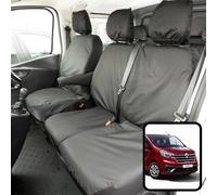 Van Demon Renault Trafic Crew Cab (2014+) (Business Plus) Tailored Black Seat Covers Airbag Heavy-Duty Seat Protection Accessories